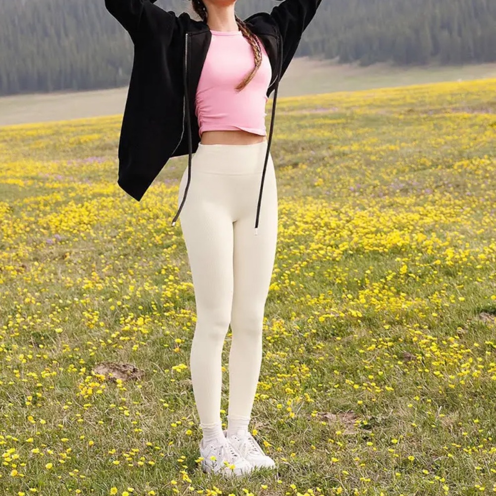 OQQ seamless high rise ribbed leggings